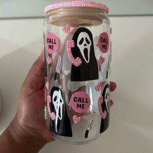 SOLD!!! 16 oz Bedazzled Pink horror character Tumbler Cup!